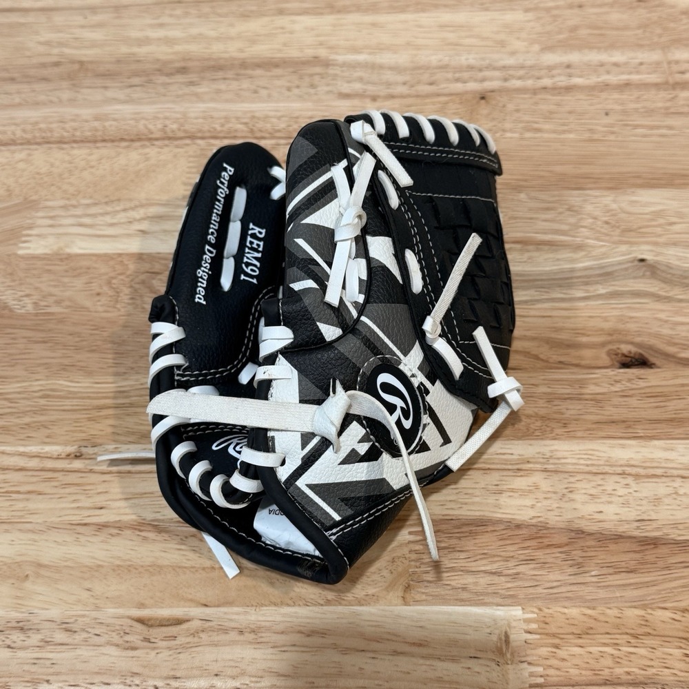 Rawlings REM91 Youth Baseball Glove Left Hand Throw 9" Remix Black and White